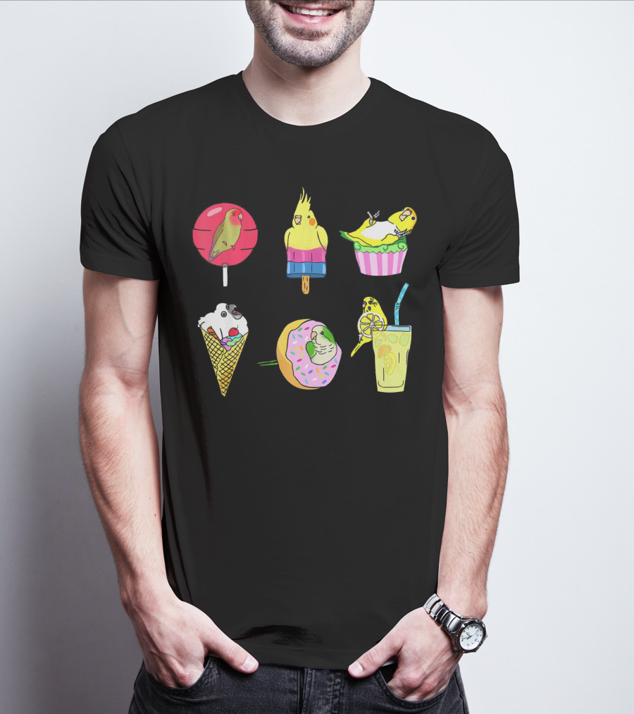 Sweet Ice Cream Lollipop Lemonade Donut Cup Parrot Treats T-Shirt