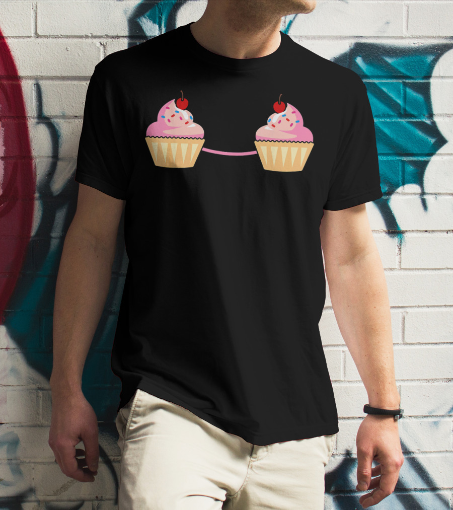 Cupcake Bra Costume Cute Food With Pink Frosting And Cherry On Top T-Shirt