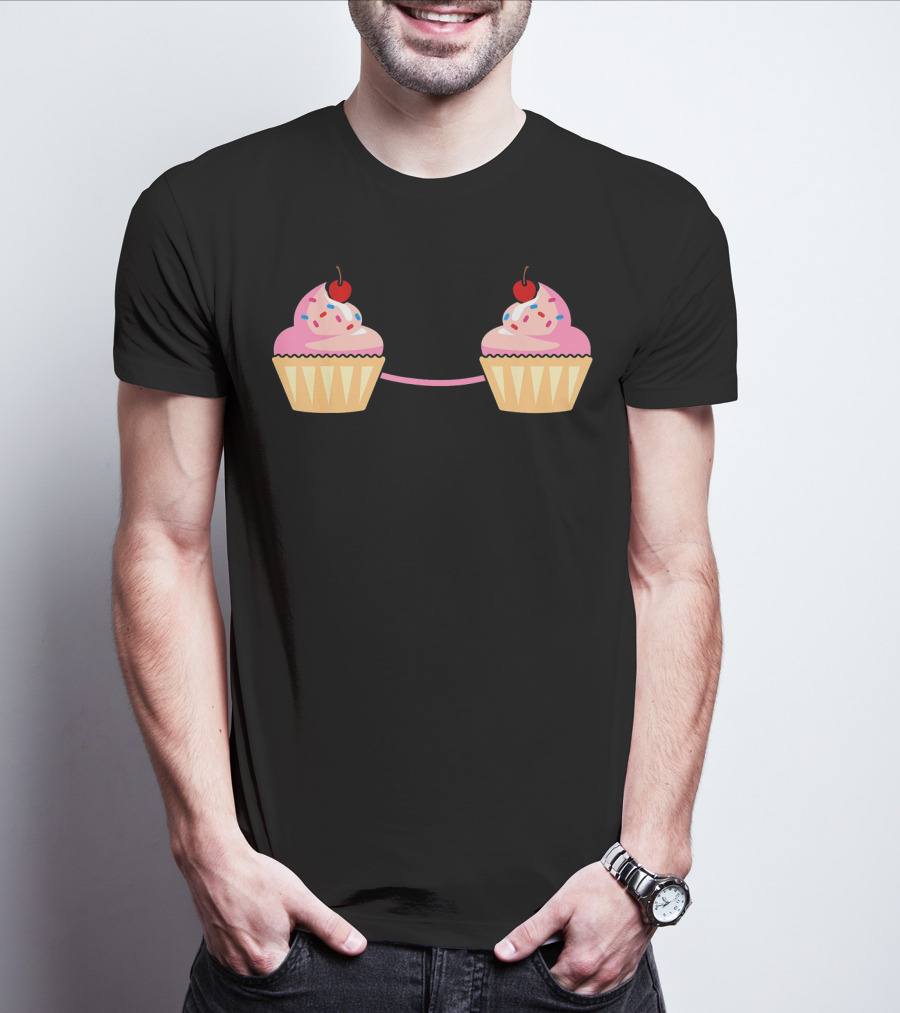Cupcake Bra Costume Cute Food With Pink Frosting And Cherry On Top T-Shirt