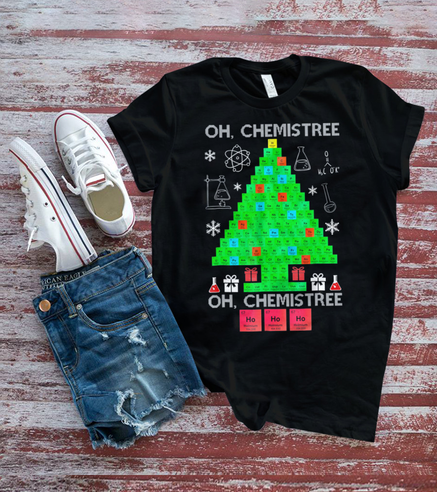 Oh Chemistree Periodic Table Christmas Humor Chemistry T-Shirt