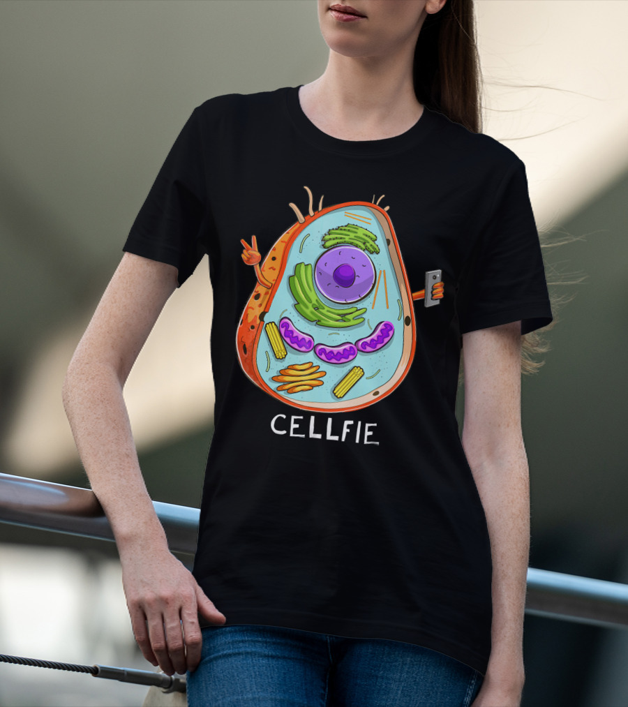 CELL FIE Biology Cellular Biology Cellfie Cartoon Cell Taking Selfie Biology Joke T-Shirt