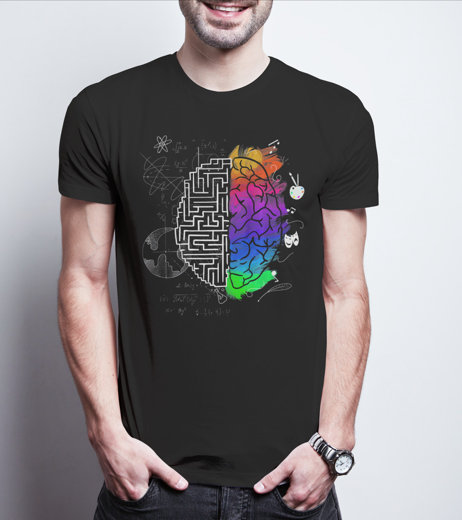 Colorful Brain Science Physics Art Music Mathematics Creativity T-Shirt