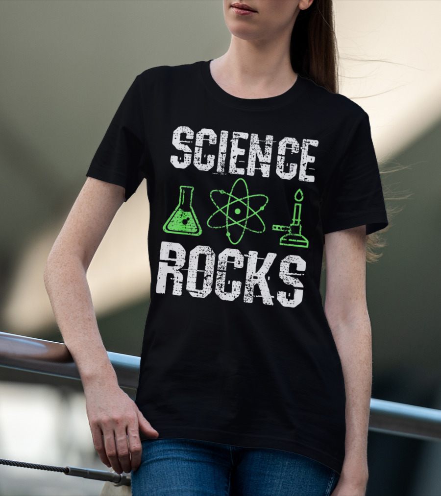 Science Rocks Biology Chemistry Beaker Atom Bunsen Burner T-Shirt