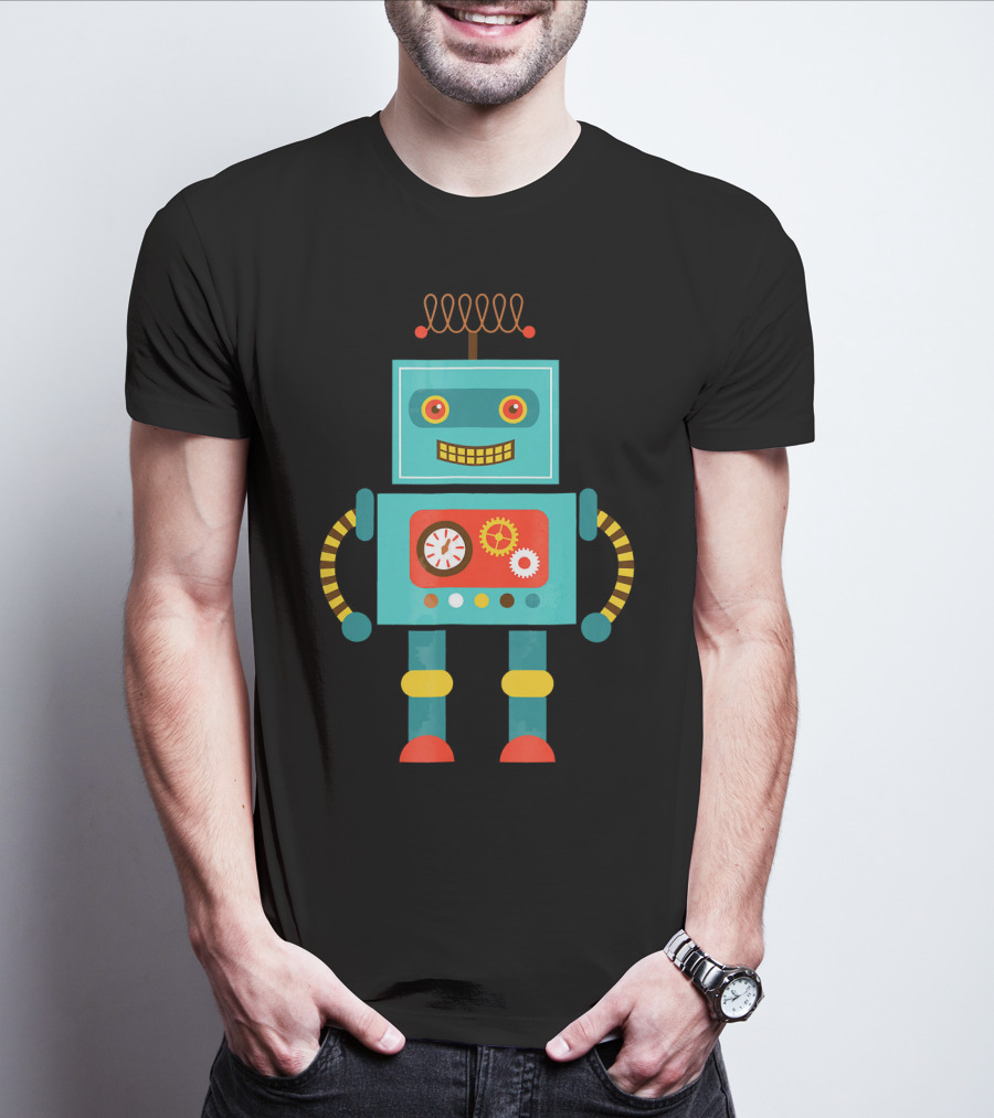 Cute Retro Robot Vintage Science T-Shirt