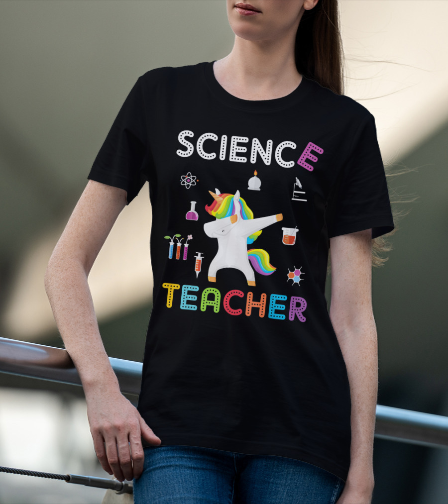Science Teacher Dabbing Unicorn Chemistry Physics Elements T-Shirt