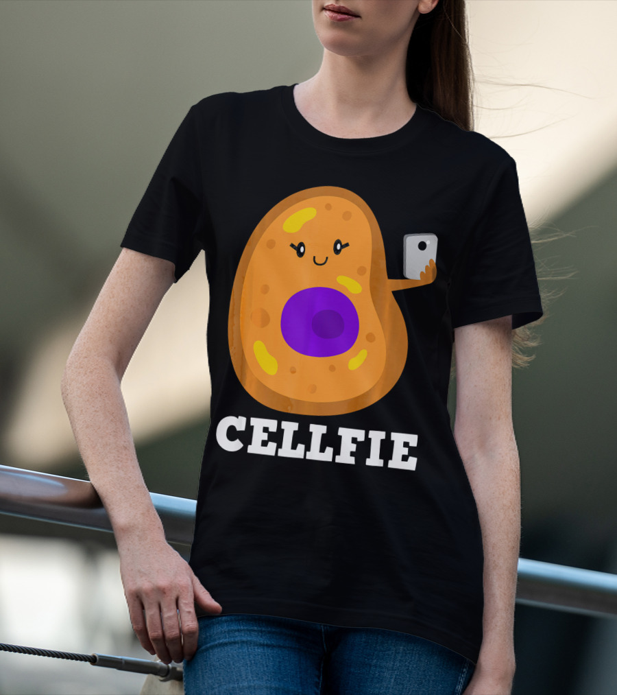 Cute Cell Character Taking Selfie For Science Teacher Enthusiasts T-Shirt