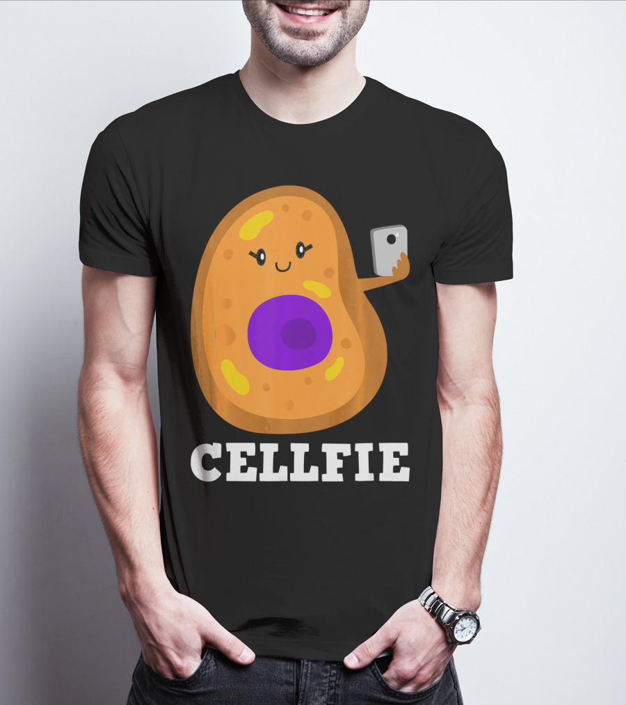 Cute Cell Character Taking Selfie For Science Teacher Enthusiasts T-Shirt