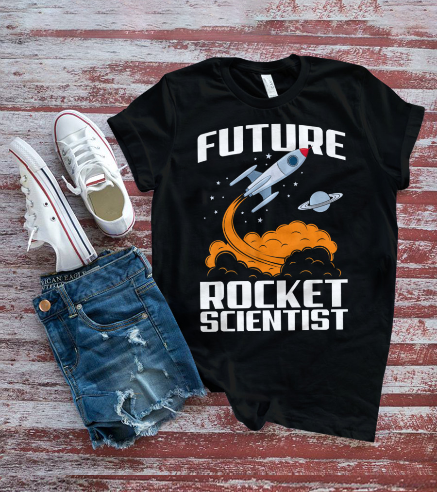 Future Rocket Scientist Spaceship Blast Off With Planet Saturn T-Shirt