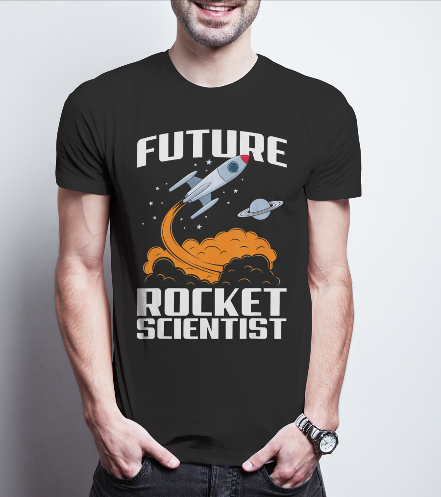 Future Rocket Scientist Spaceship Blast Off With Planet Saturn T-Shirt