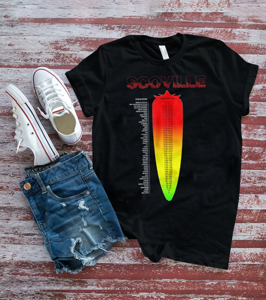 Scoville Pepper Heat Scale Chart With Ranked Spice Levels T-Shirt