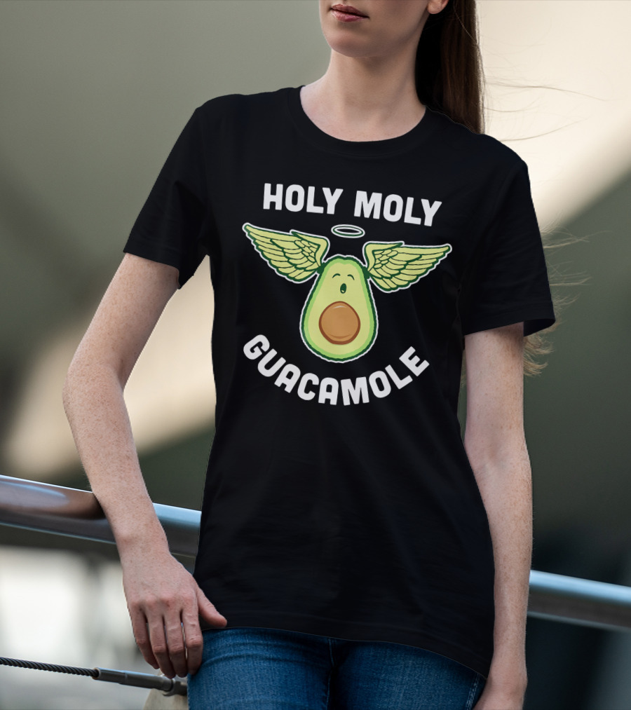 Holy Moly Guacamole Funny Vegan Avocado T-Shirt
