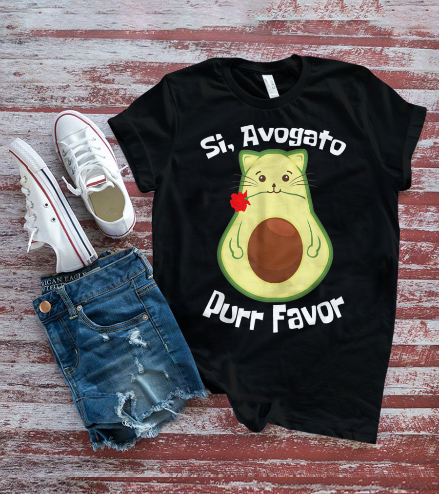 Si, Avogato Purr Favor Funny Avocado Guacamole Cat T-Shirt