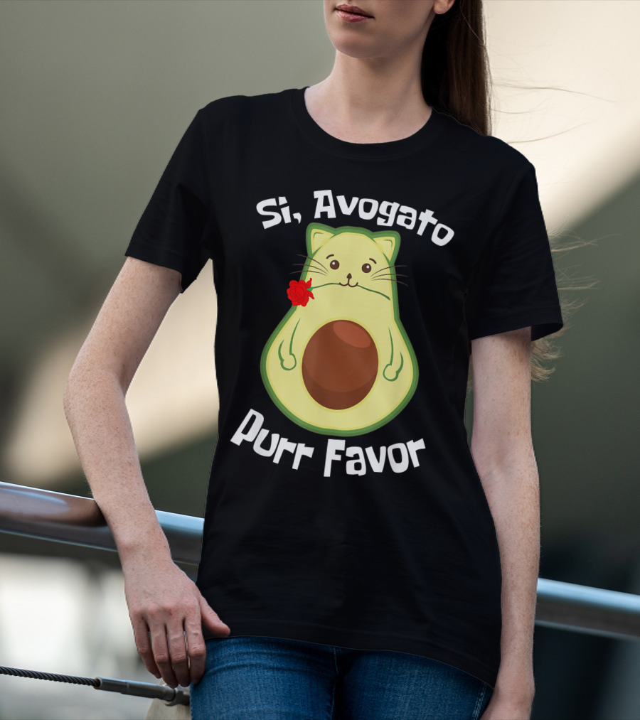 Si, Avogato Purr Favor Funny Avocado Guacamole Cat T-Shirt
