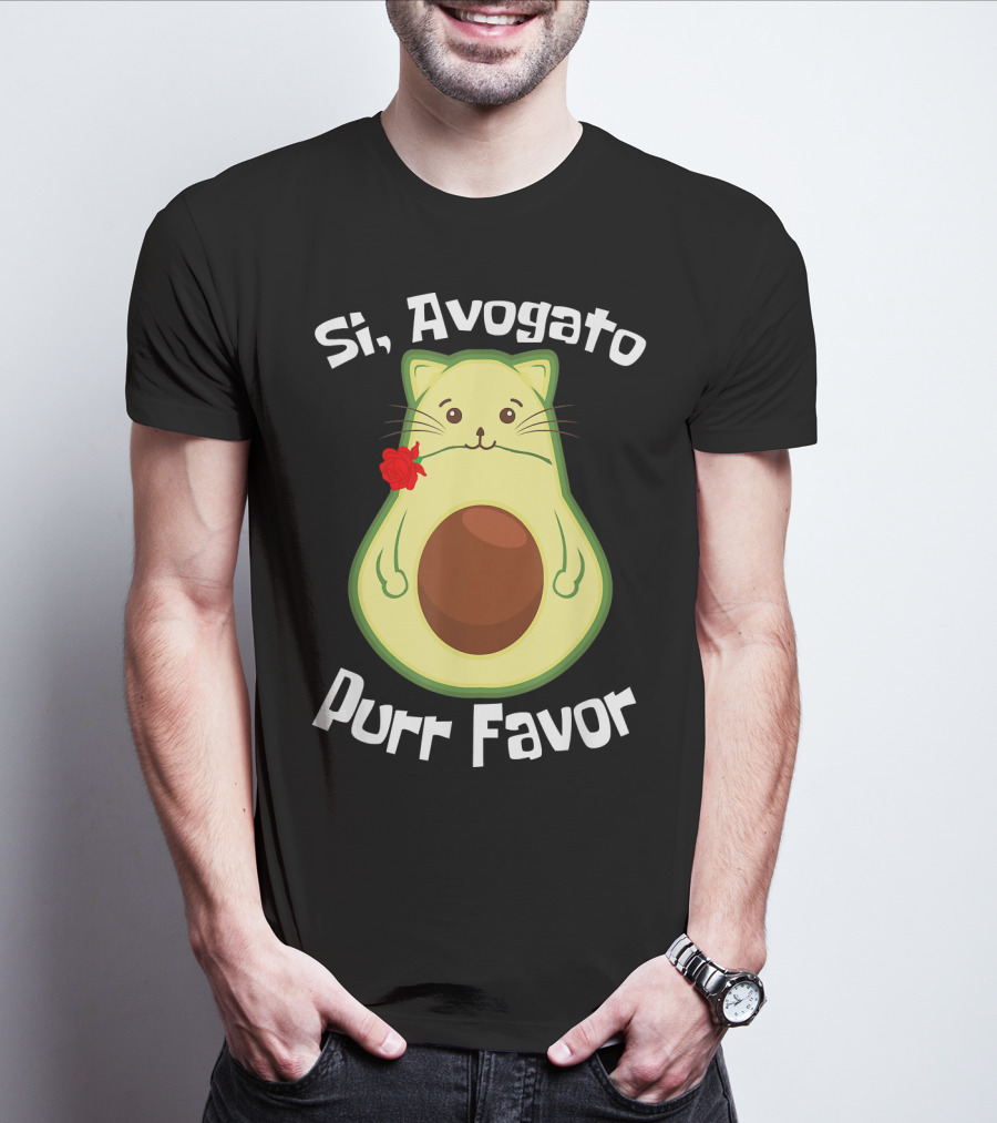 Si, Avogato Purr Favor Funny Avocado Guacamole Cat T-Shirt