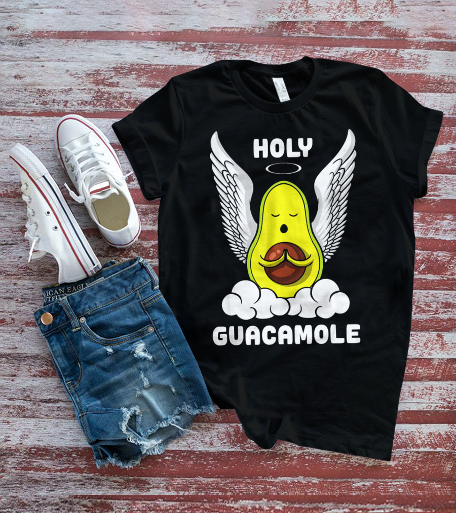 Holy Guacamole Avocado Angel With Wings Vegan Funny T-Shirt