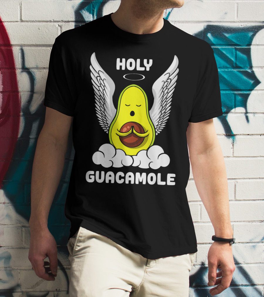 Holy Guacamole Avocado Angel With Wings Vegan Funny T-Shirt