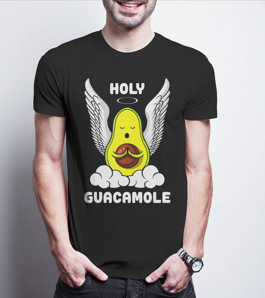 Holy Guacamole Avocado Angel With Wings Vegan Funny T-Shirt