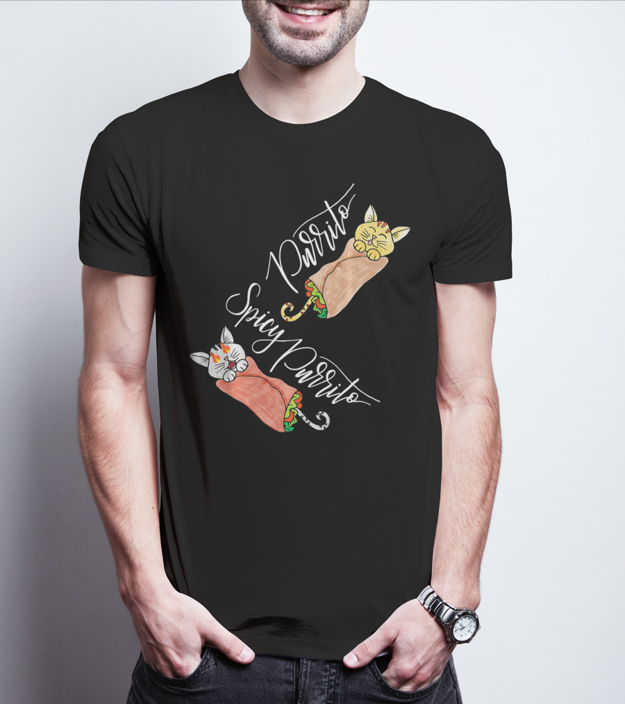 Purrito Spicy Purrito Funny Kitty Cat Burrito T-Shirt