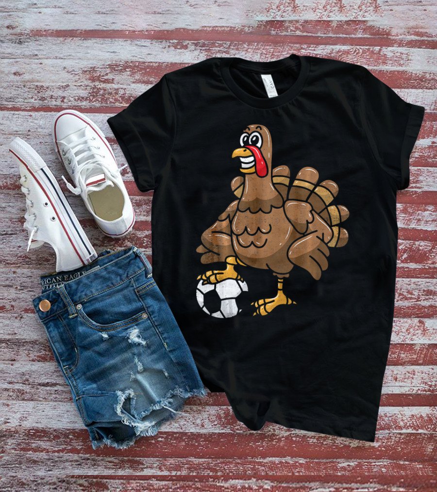 Thanksgiving Turkey Soccer Football Player T-Shirt