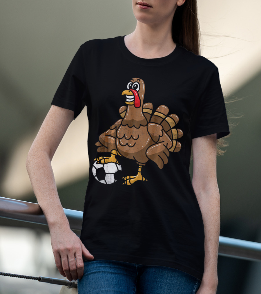 Thanksgiving Turkey Soccer Football Player T-Shirt
