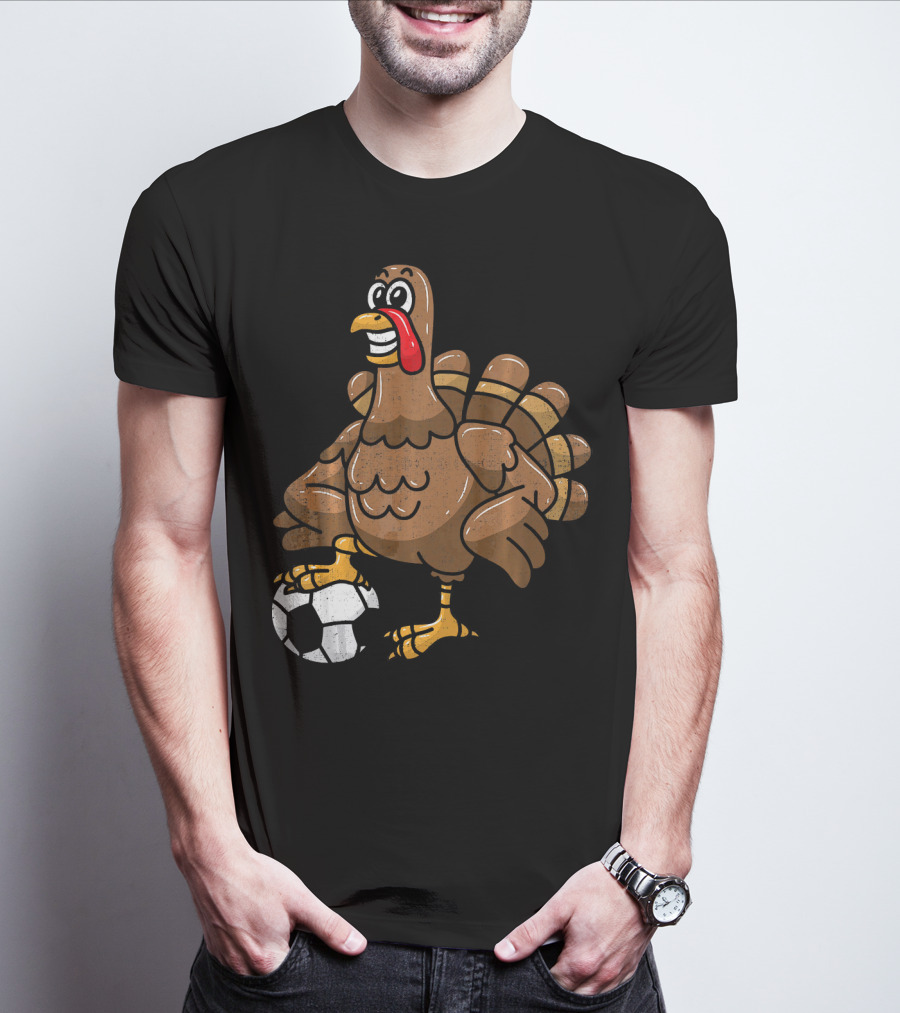 Thanksgiving Turkey Soccer Football Player T-Shirt