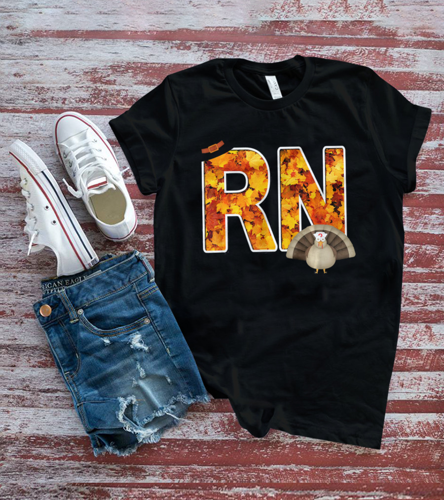 RN Thanksgiving Autumn Leaves Turkey T-Shirt