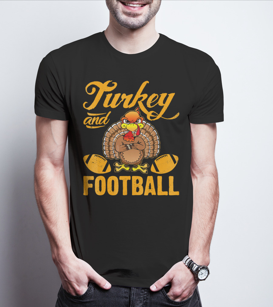 Turkey And Football Thanksgiving Humor T-Shirt