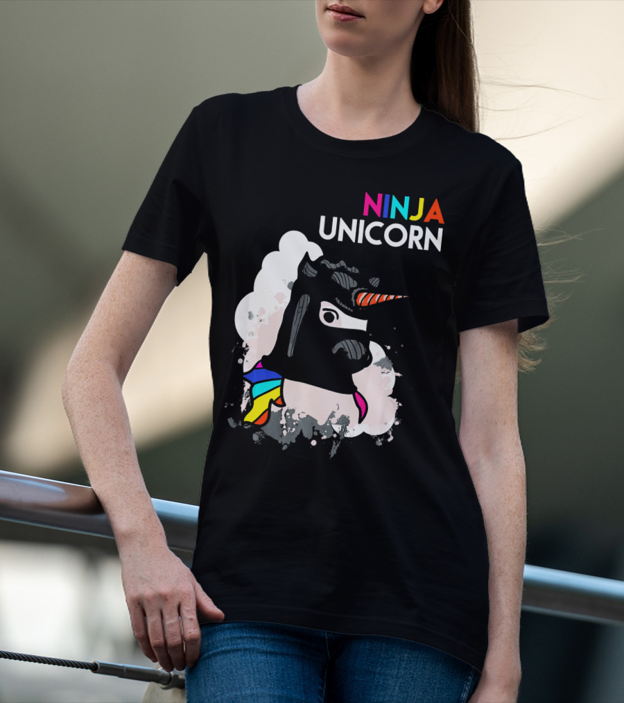 Ninja Unicorn Funny Cool Martial Arts Rainbow Scarf T-Shirt