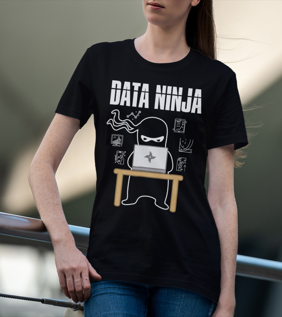 Data Ninja Analyst At Work With Laptop And Graphs T-Shirt