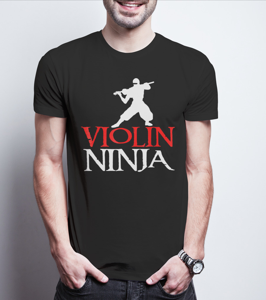 Violin Ninja Violinist Fiddle Martial Arts Fusion T-Shirt