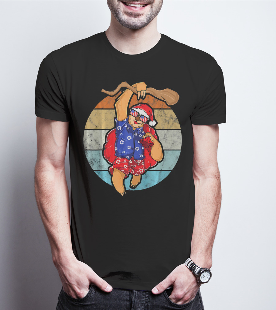 Vintage Clothing Unique Sloth Retro Santa Vacation T-Shirt