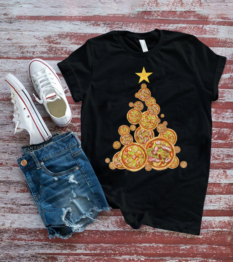 Pizza Christmas Tree Festive Pizza Lover Holiday T-Shirt
