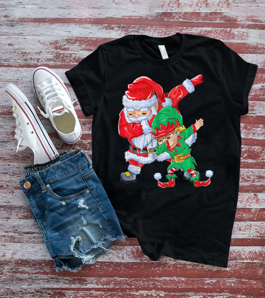 Santa And Elf Performing Dab Dance Moves T-Shirt