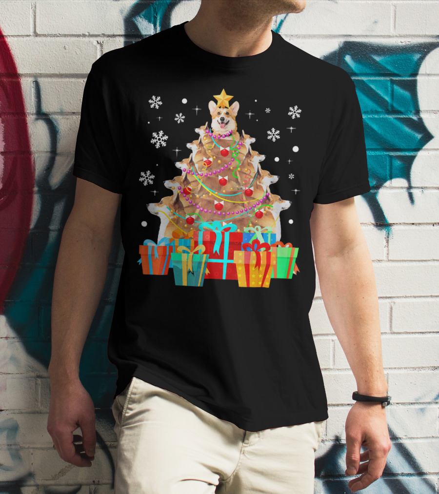 Corgi Christmas Tree With Decorations And Presents T-Shirt
