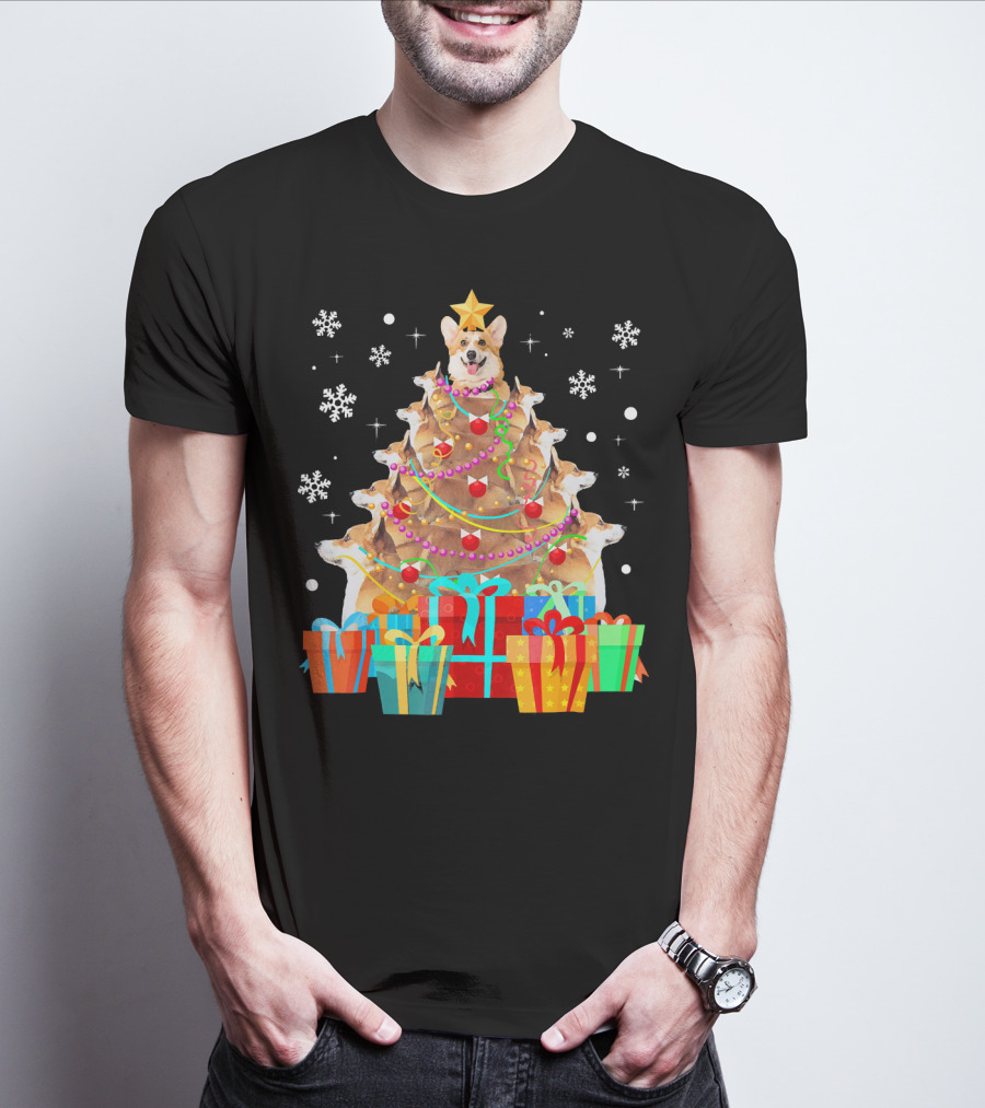 Corgi Christmas Tree With Decorations And Presents T-Shirt