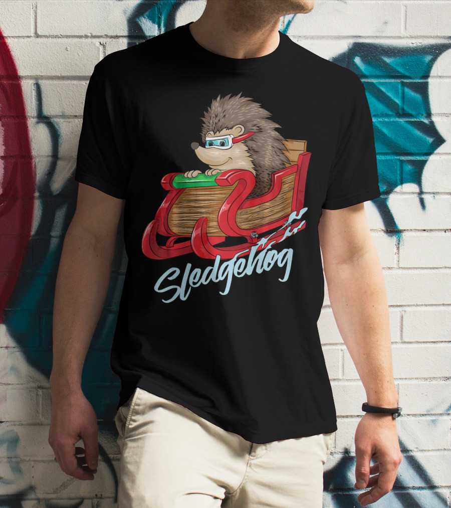 Sledgehog Funny Hedgehog Sleigh Pet Christmas T-Shirt