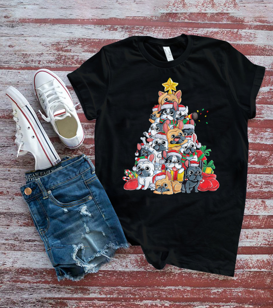 French Bulldog Xmas Tree Holiday T-Shirt