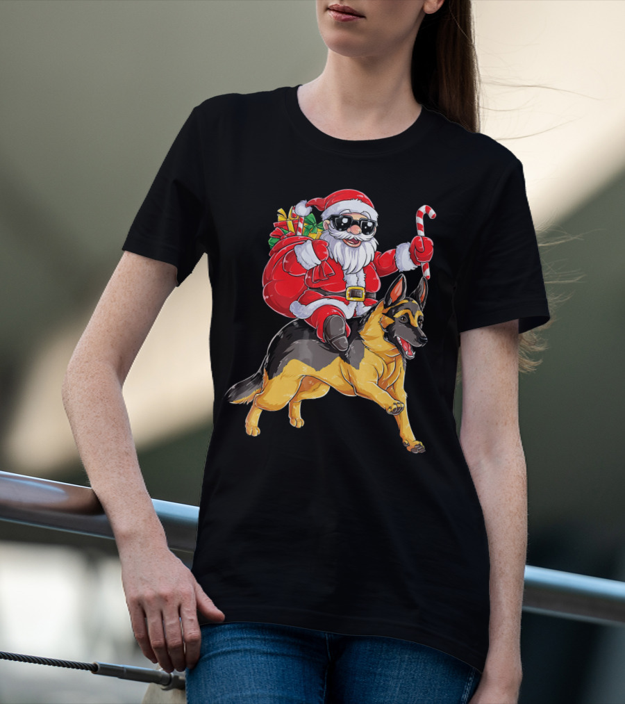 German Shepherd Santa Claus Christmas Fun T-Shirt