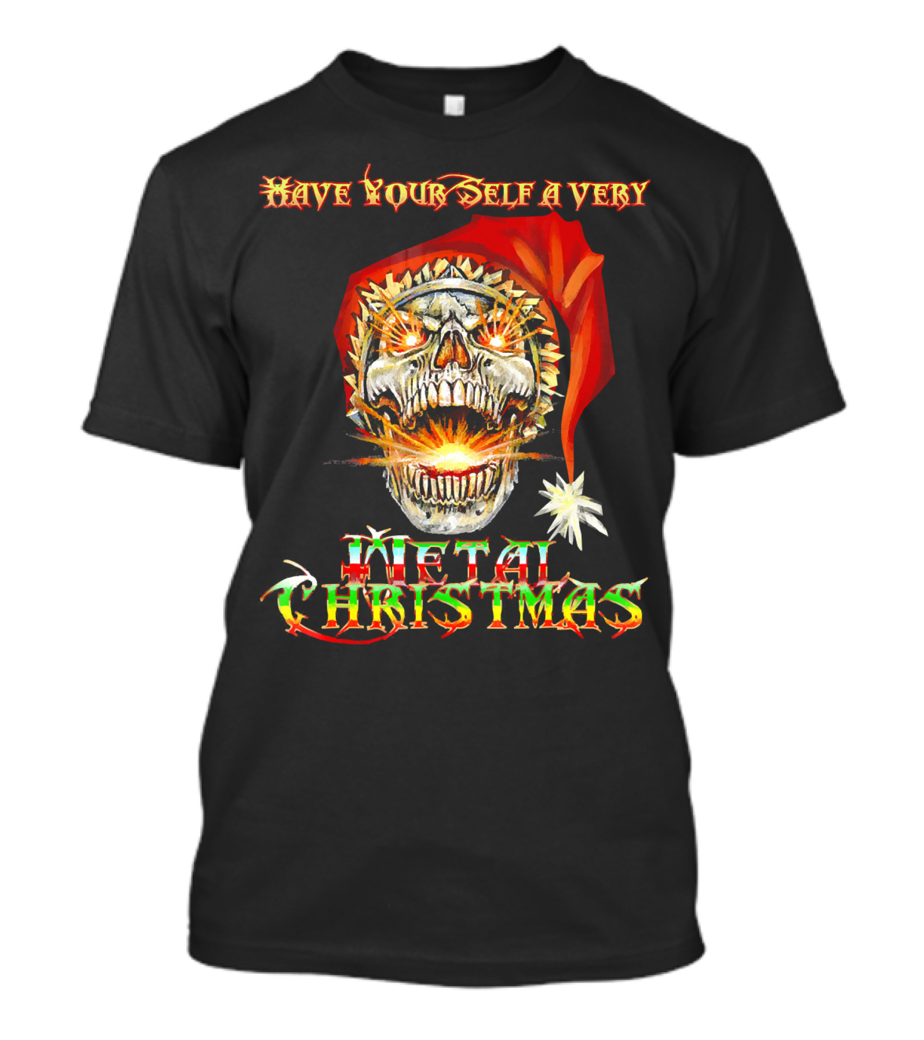 Have Yourself A Very Metal Christmas Skull Santa T-Shirt