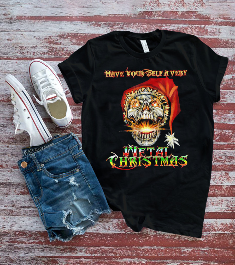 Have Yourself A Very Metal Christmas Skull Santa T-Shirt