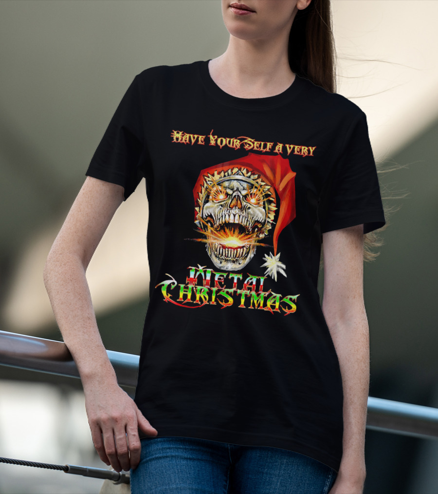 Have Yourself A Very Metal Christmas Skull Santa T-Shirt