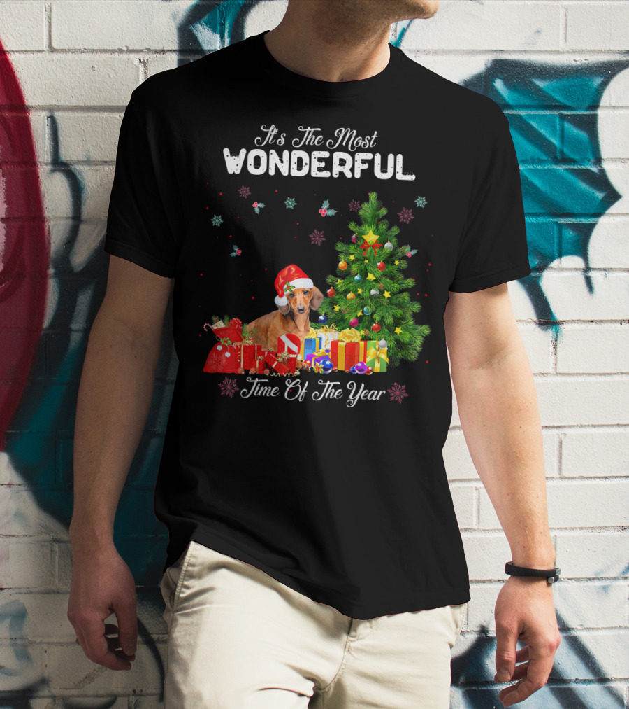 It's The Most Wonderful Time Of Year Dachshund Christmas Tree Presents T-Shirt