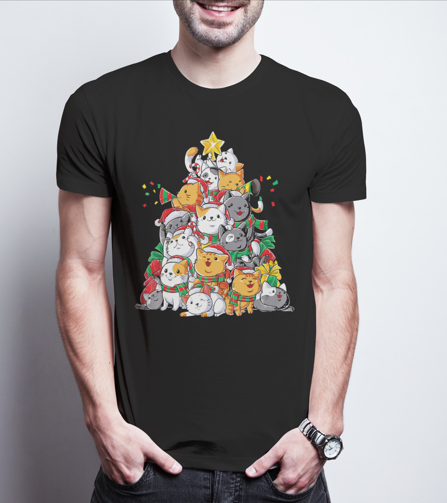 Cat Christmas Tree Meowy Catmas T-Shirt