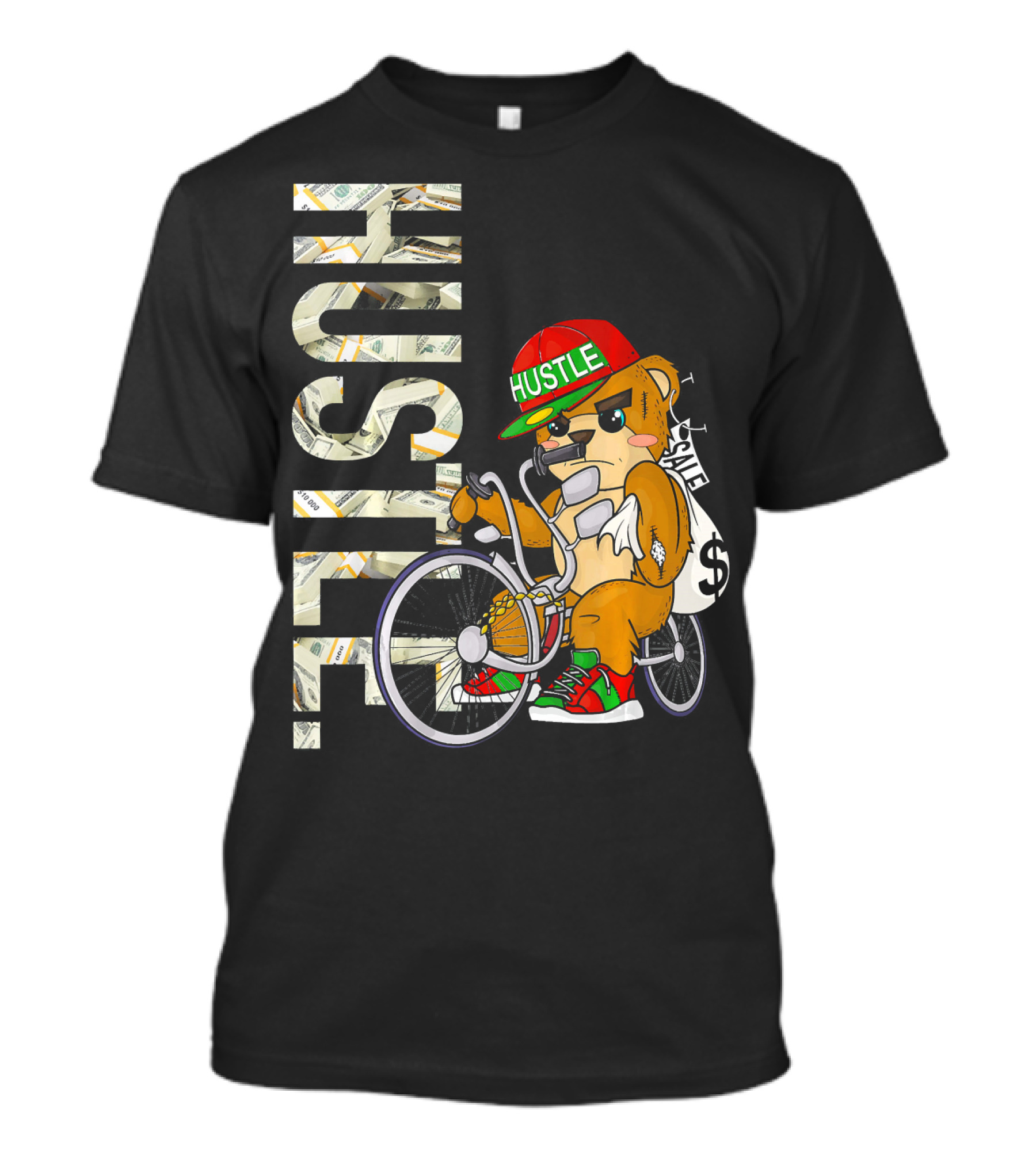 Hustle Teddy Dollar Shades Cap Low Rider Bike T-Shirt