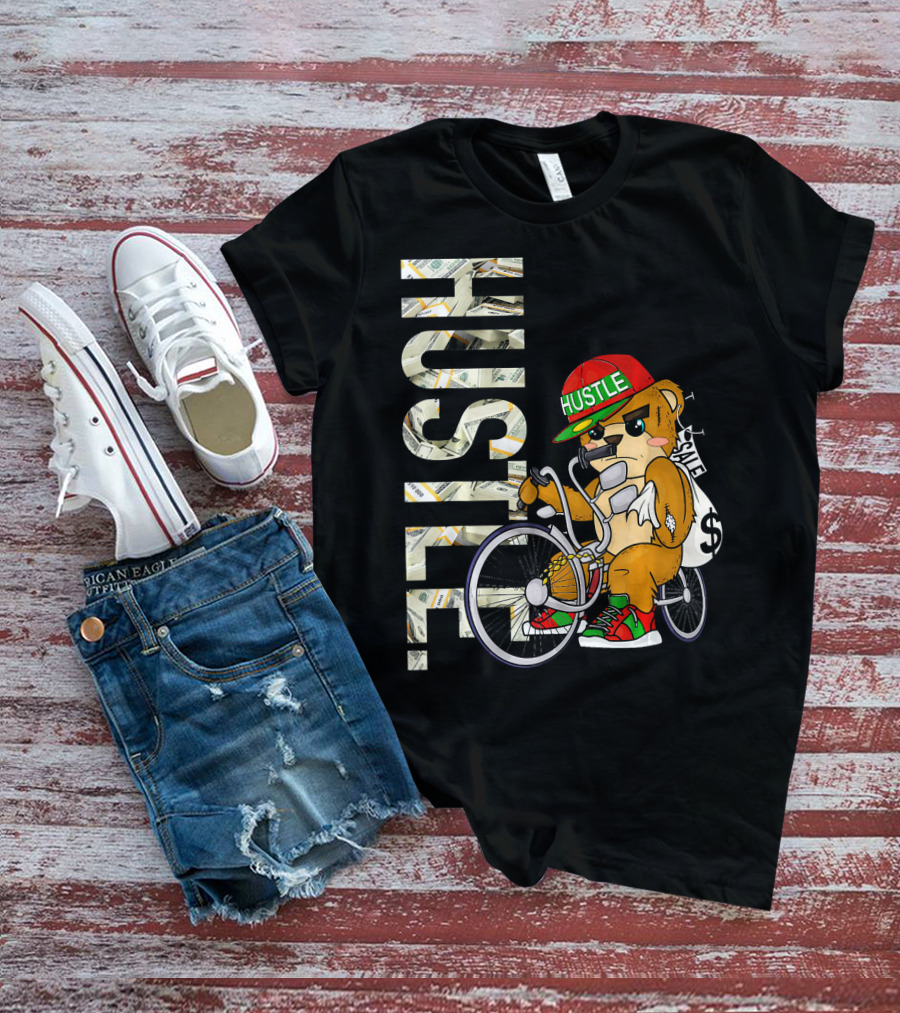 Hustle Teddy Dollar Shades Cap Low Rider Bike T-Shirt