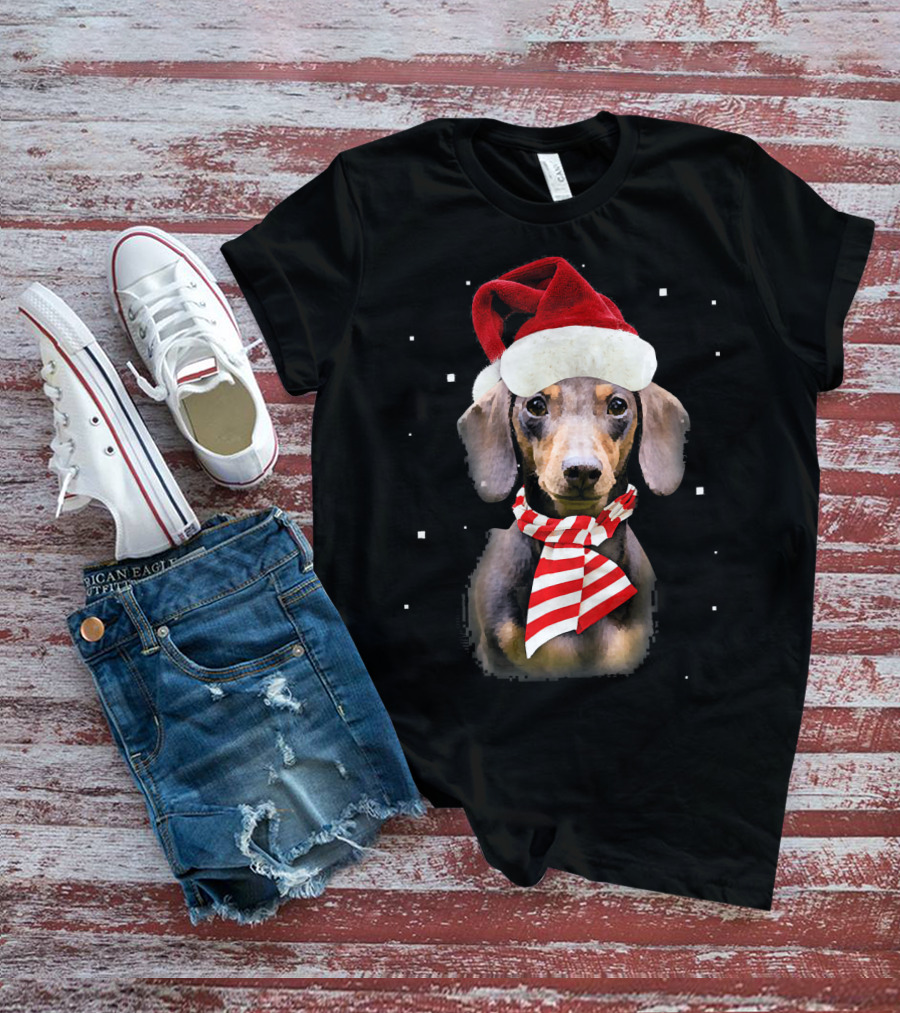 Dachshund Santa Merry Xmas Christmas Sno帽 T-Shirt