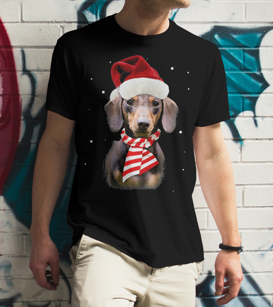 Dachshund Santa Merry Xmas Christmas Sno帽 T-Shirt