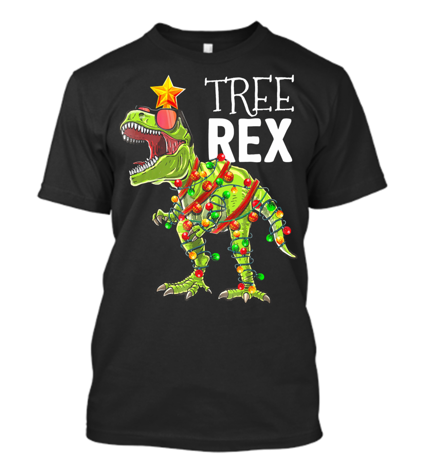 Tree Rex Christmas Dinosaur Lights T-Shirt