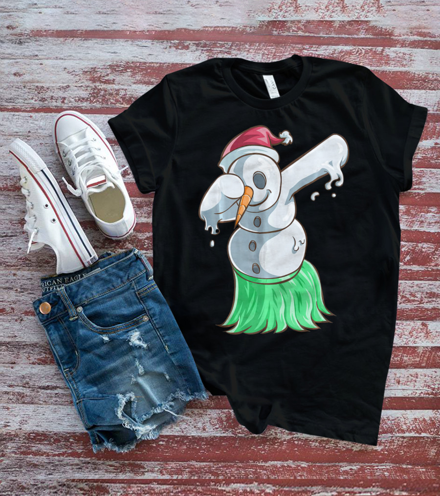 Christmas In July Dabbing Snowman Tropical Hula Dance T-Shirt