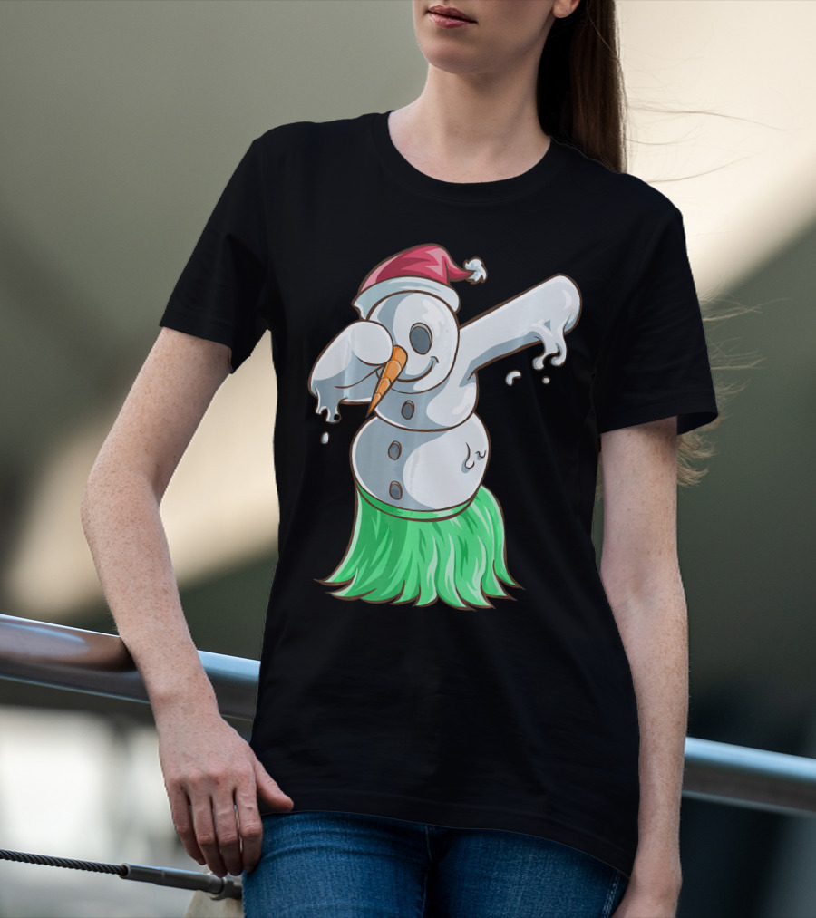 Christmas In July Dabbing Snowman Tropical Hula Dance T-Shirt